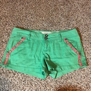 Daytrip Green Shorts Aztec Trim Casual Summer‎ Cute Womens Size 30
